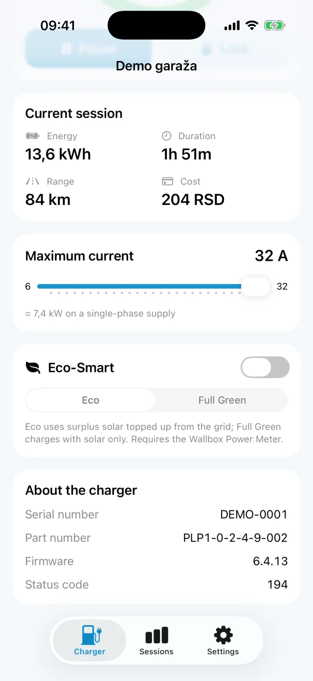 Maximum current and Eco-Smart controls